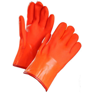 Chemical Resistant Gloves, Orange PVC Coated, 12" Gauntlet Cuff - Hi Vis Safety