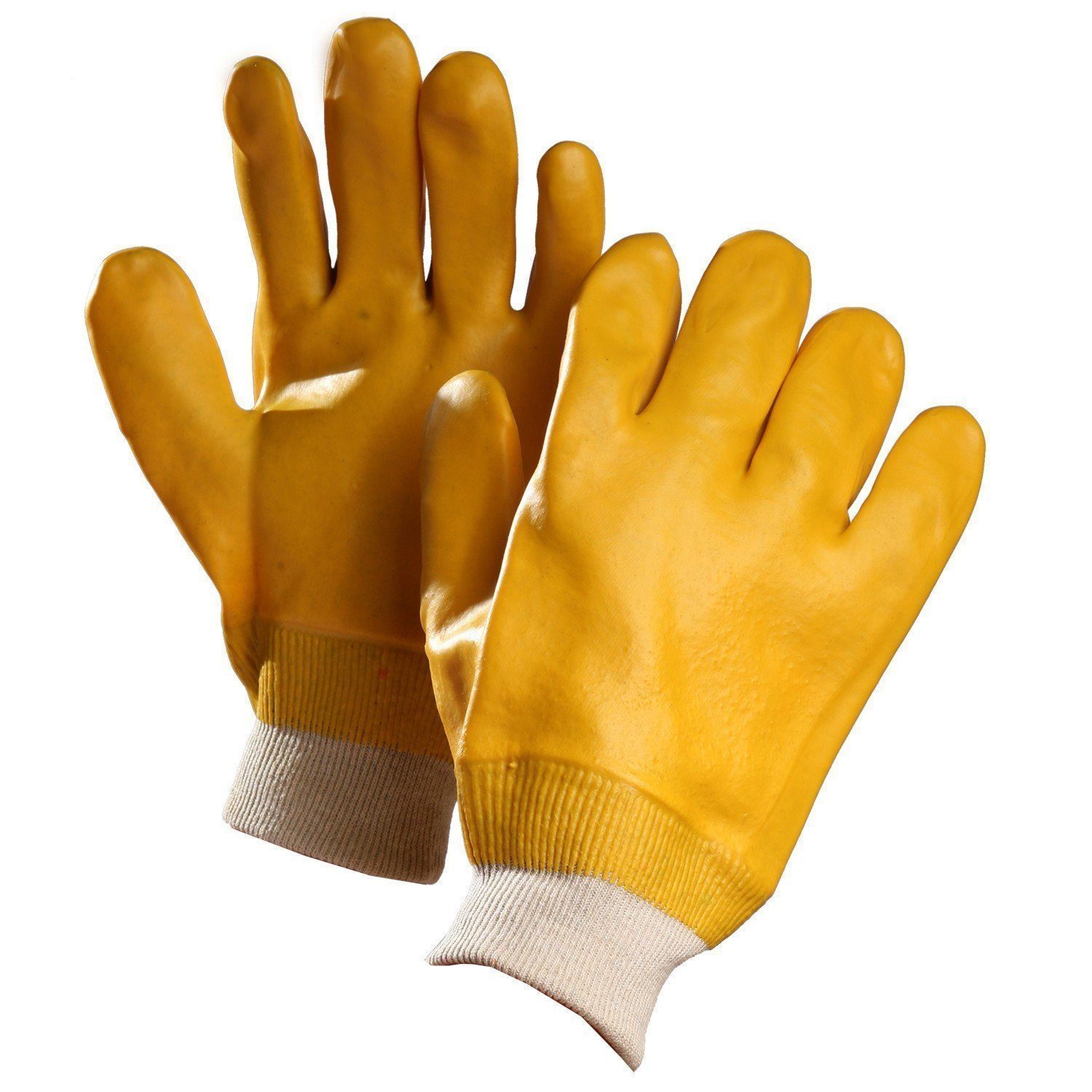 Chemical Resistant Gloves, Yellow PVC Coated, Knitwrist - Hi Vis Safety