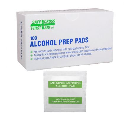 Safecross First Aid, Alcohol Pads, Individual Packets, 100 Box