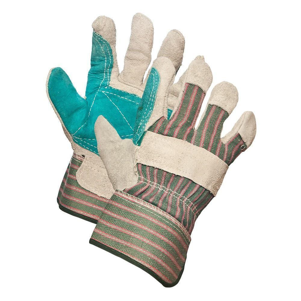 Split Leather Double Palm Work Gloves - Hi Vis Safety